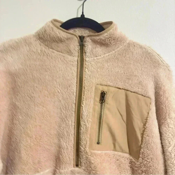 Elodie Tan Plush 1/2 Zip Jacket Size S Women's Fleece Sweatshirt Sweater Cozy - Picture 6 of 10
